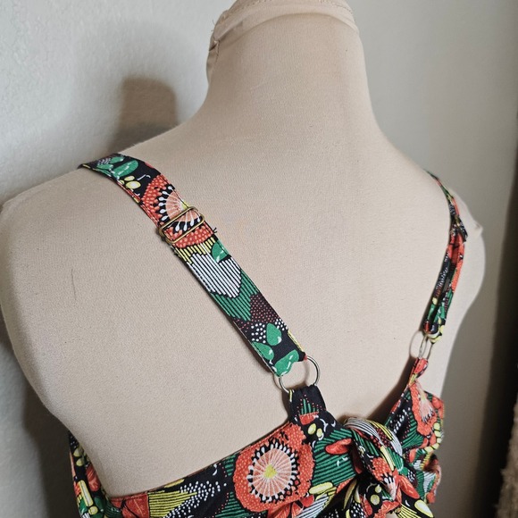 Natural Life Maxi Dress Mod Floral Print Tie Back Midi Orange Green Yellow Large - Picture 6 of 10